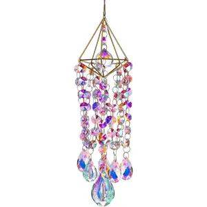 Crystal Suncatcher Window Hanging | Rainbow Maker Wind Chime Style Decor | Indoor & Outdoor Garden Ornament