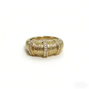 A retro light luxury style wide ring with brushed texture, combining elegance and fashion. It adopts cloth-patterned brushing technology and medieval retro-style micro-inlay craftsmanship, making it a classic and versatile jewelry accessory.