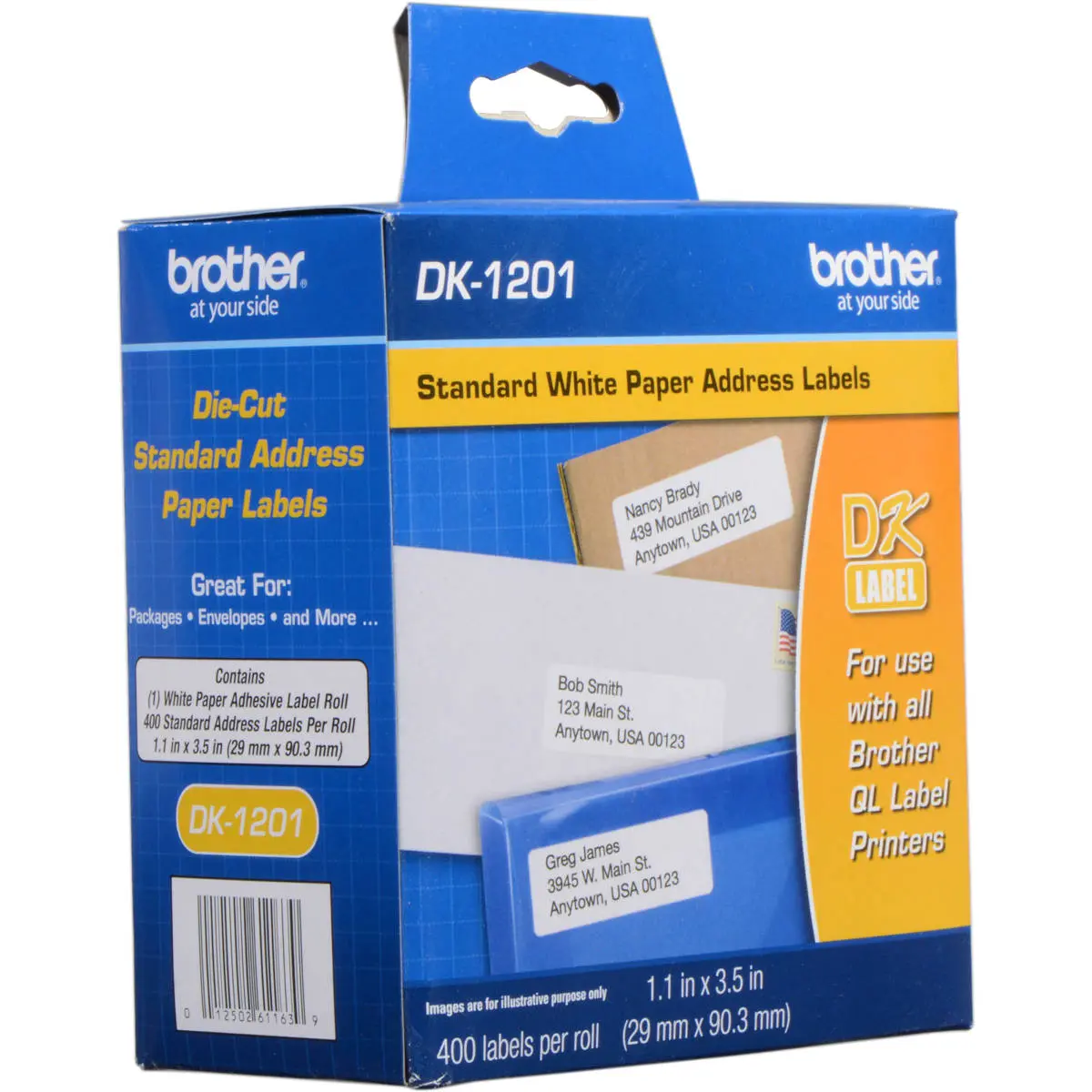 Brother DK1201 Standard White Address Labels, 1.1x3.5in, 400-Count for Office Stationery & Computers Equipment Supplies