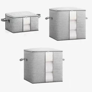 【Local Shipping】140L Foldable Storage Bag with Clear Window | Extra Large Closet Organizer for Blankets, Pillows & Clothes | Sturdy Handles & Zippered Closure | 1-Pack Space-Saving Design | Dorm, Bedding & Seasonal Storage Solution