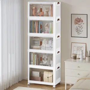45cm-1/2/3/4/5 layers Storage Box Stacked Folding Storage Cabinet - Aesthetic Room Decor, Home Decor, Kitchen Accessories, Bathroom Decor, Bedroom Decor - For Shoes, Clothing & More - Suitable for Organizing & Maximizing Space