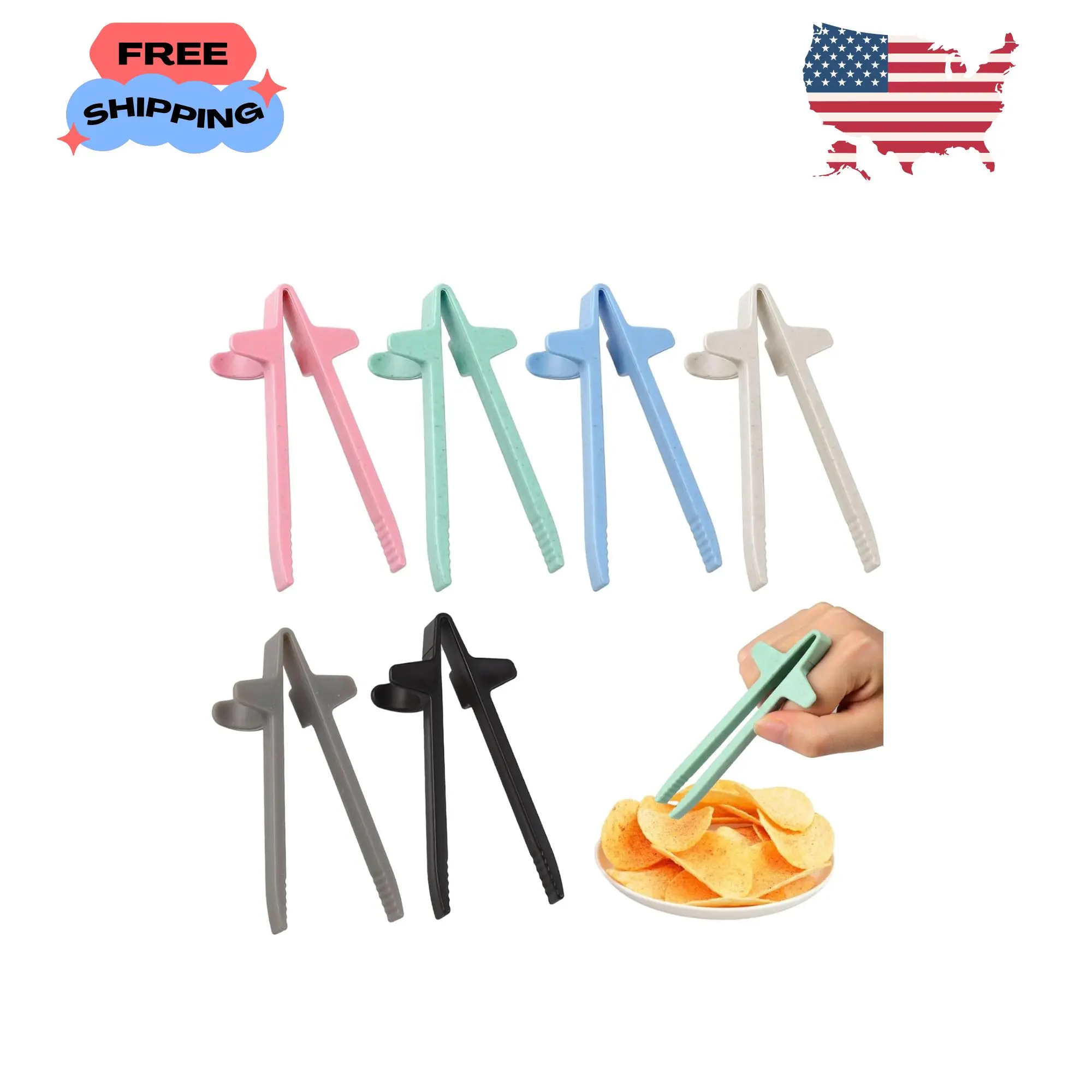 6PCS Finger Chopsticks for Snacking Gaming, Chip Chopsticks Snack Clips