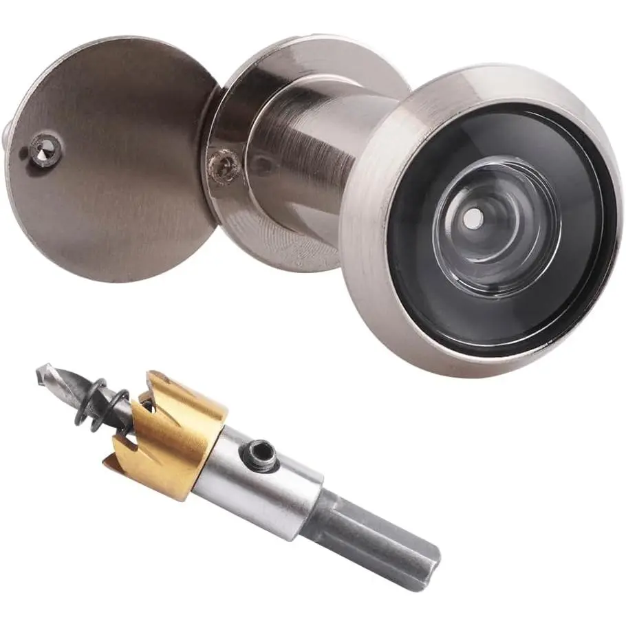 Door Viewer Peephole, Door Viewers with 0.63inch/16mm Drill Bit Kit, Fits /8" To 2-1/4" Front Door, 200 Degree Wide Angle Peep Eye Hole, Anti Peeping Reverse  Covers - Brushed Nickel