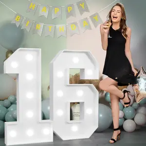 Marquee Numbers Large 16th Birthday Decorations 3ft Light Up Number Sweet 16 Party Decoration for Boy Girl Sixteen Year Old Decor Party Backdrop Anniversary Cardboard Big Mosaic Number 16