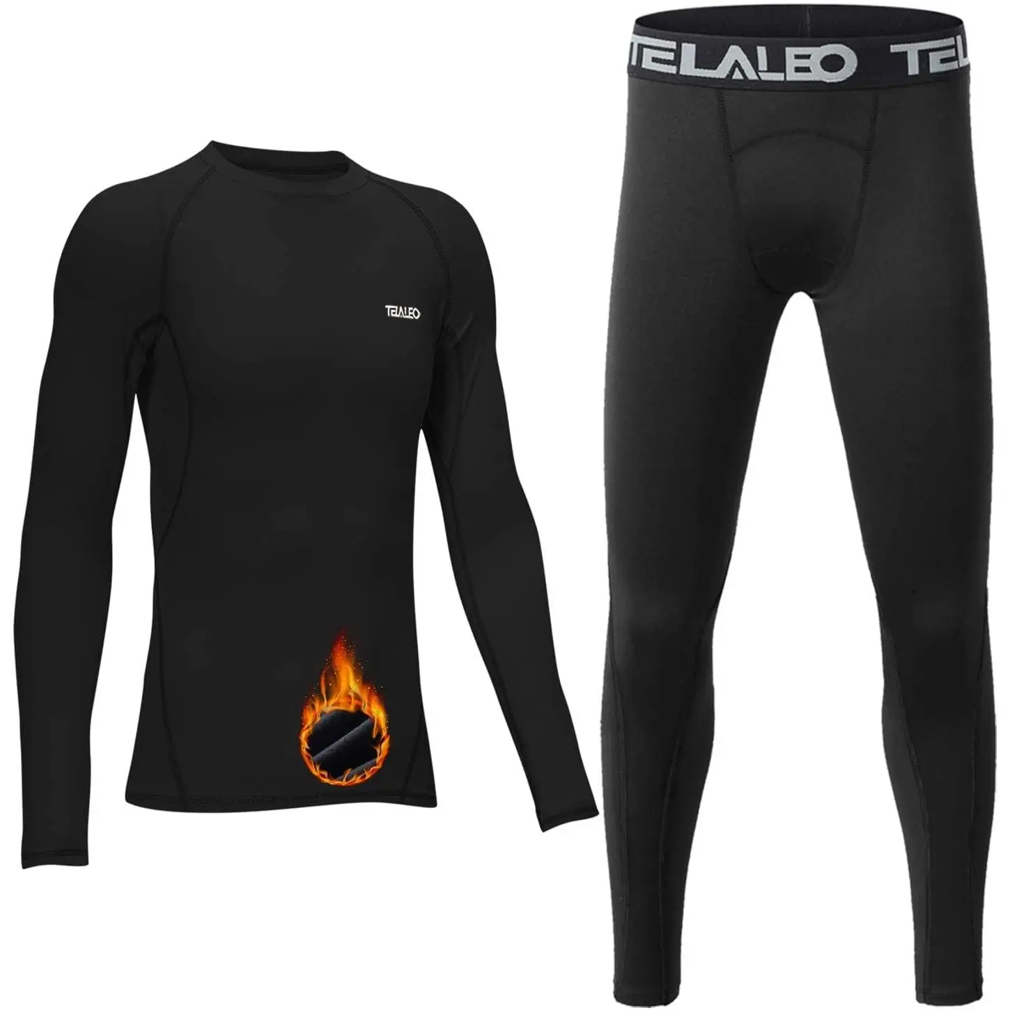 Boys' Girls' Long Sleeve Compression Shirts Thermal Fleece Lined Kids Athletic Sports Tops Leggings Baselayer Set