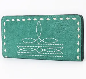 *SALE* American Darling genuine suede leather wallet with white whipstitch embroidery