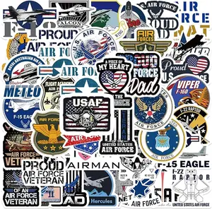 50 PCS U.S. Air Force Stickers,USAF Vinyl Aesthetic Stickers for Water Bottles, Laptops, Suitcases,Skateboards,Cars,Perfect Gifts for Veteran, Military Fans,Adults,Teens and Kids