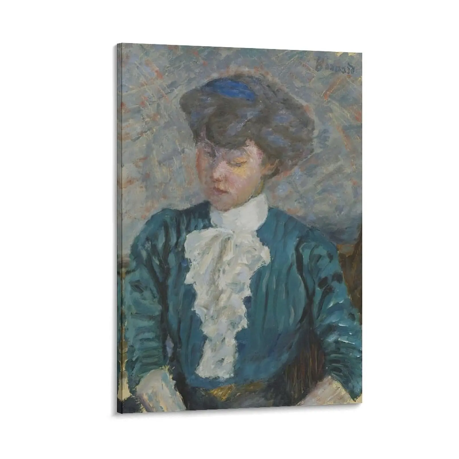 Pierre Bonnard Femme Au Jabot Rose Artistic Canvas Wall Print, Customizable Multi-Size Decorative Scroll Poster, Indoor Home Decor for Living Room, Garden Decor, Home Supplies Gift