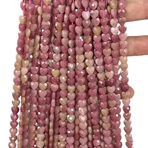 Natural Stone Beads 6MM Heart Shape Faceted Crystal Gemstone Loose Beads for Jewelry Making 15.5inch Strand Semi-Precious Jasper Beads for Bracelet Necklace DIY Design Brazilian Gemstones Adjustable Beaded Chain Jewellery