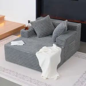 【Summervibes】Lilypelle Oversized Chaise Lounge Chair Indoor, Multifunctional Boneless Sofa Bed with Storage Ottoman and Pillows, Upholstered Cloud Sofas Couches, Plush Chair Bed for Living Room, Bedroom
