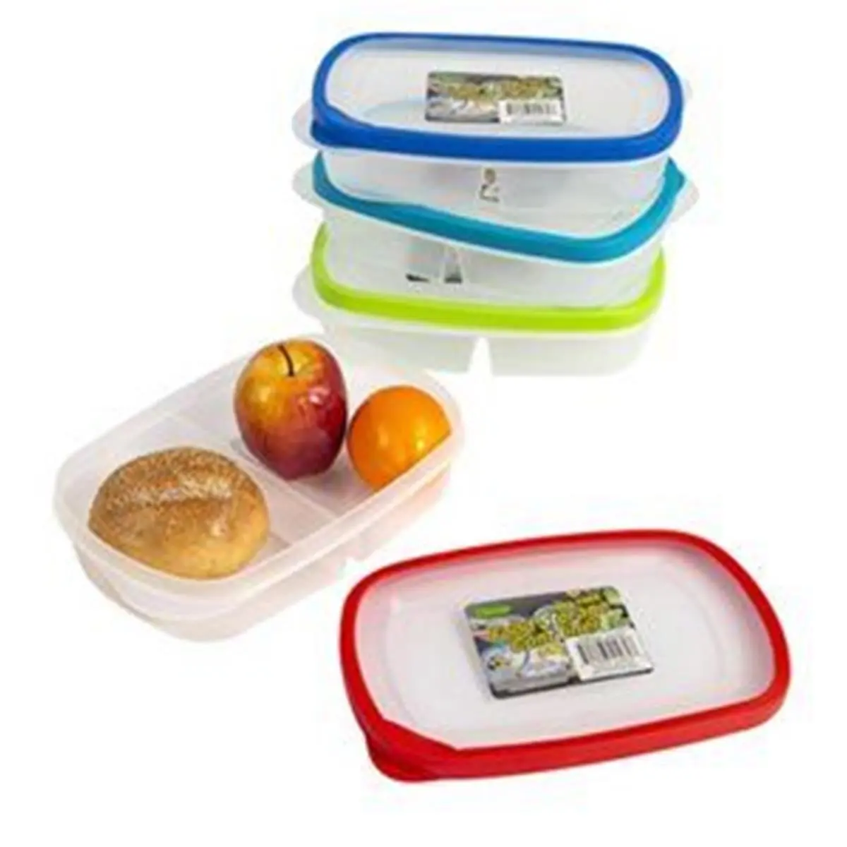 Regent Products 256328 Plastic Kitchen Food Storage Container - 2-Compartment Rectangle Design with Lid