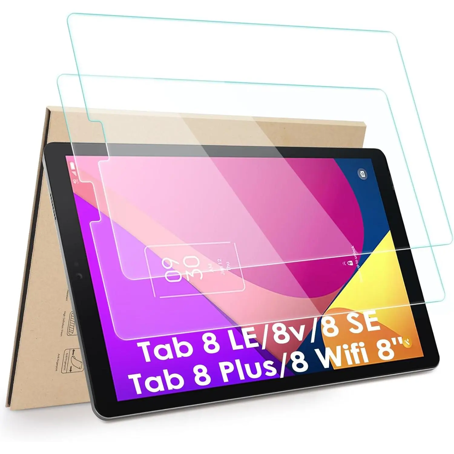 2-Pack Screen Protector Compatible with TCL Tab 8 LE 8"/Tab 8v/Tab 8 SE/Tab 8 Plus/Tab 8 Wifi, [HD Clarity] Tempered Glass Replacement for TCL Tab 8 (Model: 9137W,9132X, 9138S, 6048E, 91232X1)