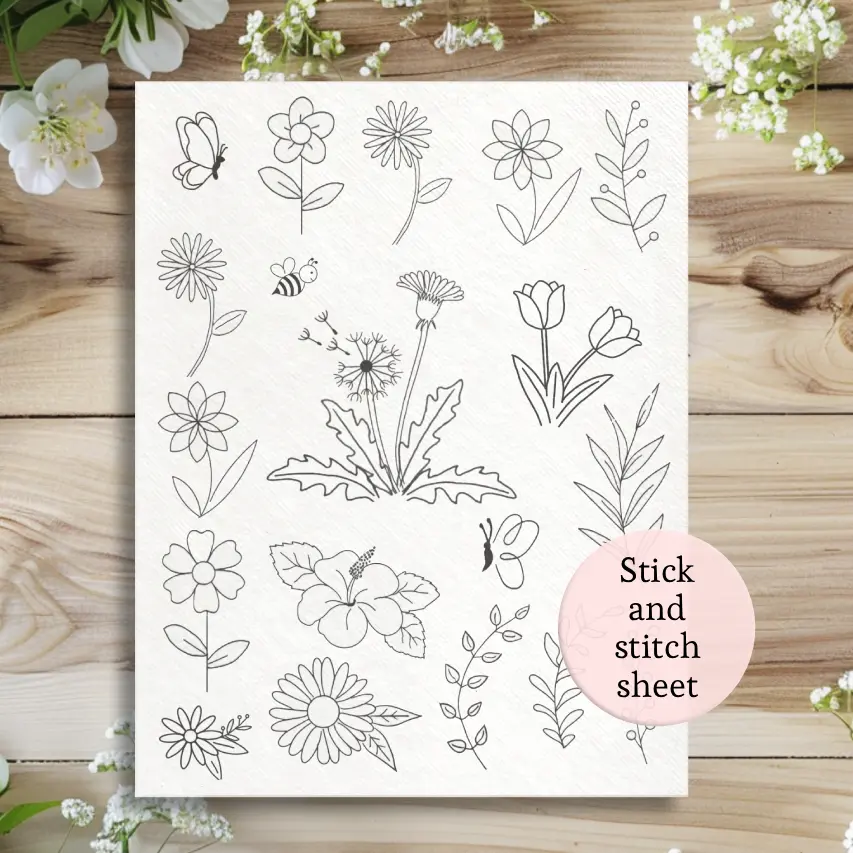 stick and stitch bee, butterfly embroidery patterns, spring flowers, dandelion, butterfly canvas bags, patterns, towel embroidery stencils, clothing patterns