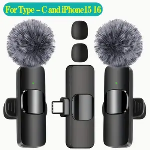 Wireless Lavalier Microphone for iPhone iPad Type-C Clip on Mic, Plug-Play 2.4g Ultra-Low Delay, Built-In Noise Reduction for Video Recording & Podcasts, Live Streaming Equipment