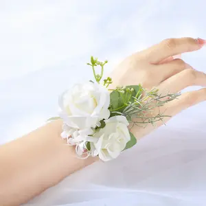 Wedding Accessories, Groom and Bride's Wedding Decoration Chest Flowers, Bridesmaid Group Pearl Wrist Flowers, Simulated Roses, Wreaths