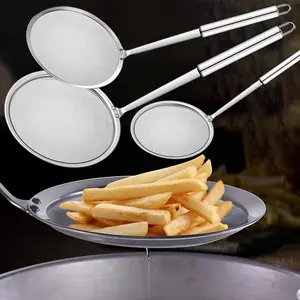 3Pcs Stainless Steel Mesh Food Strainer, Hot Pot Fat Skimmer Spoon for Oil Filter Skimming Grease and Foam