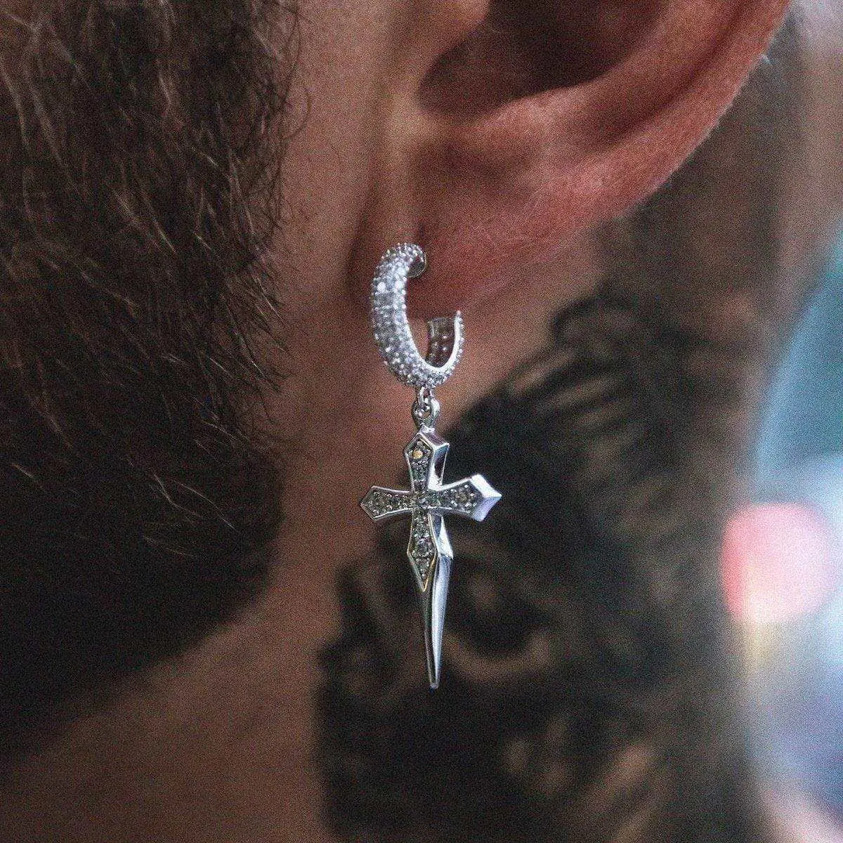 GLD Dripping Cross Hoop Earrings in White Gold - Perfect Gift #tiktokshopsummersale
