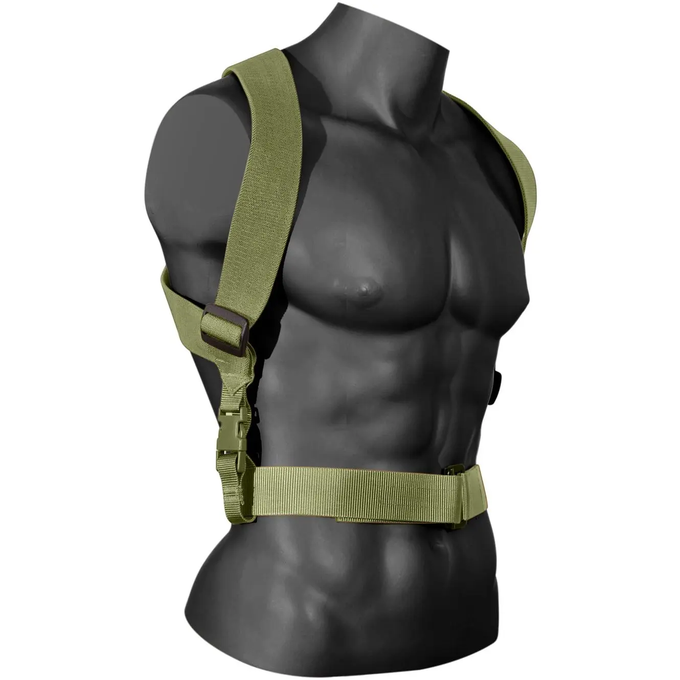 Military Combat Tactical Suspenders - Olive Drab, 1 Size, Adjustable Wide Strap, Durable Elasticized Material, Buckle Attachment, Supports Gear, Comfortably Supports Belt Mounted Gear, Fits Belts Up to 4" Wide