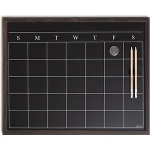 Magnetic Chalk Calendar Board, 20"x16", Rustic Wood Style Frame, includes Chalk Pencils and Magnet
