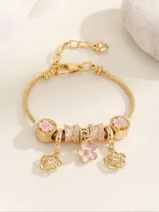Women's Cute Flower & Rhinestone Fish Tail & Heart Design Bracelet, Fashion Bracelets, Fashion Jewelry for Party, Daily Decor, Trendy All-match & Exquisite Jewelry for Birthday Gift, Rhinestone Decorated Bracelet, Fashionable Bracelet