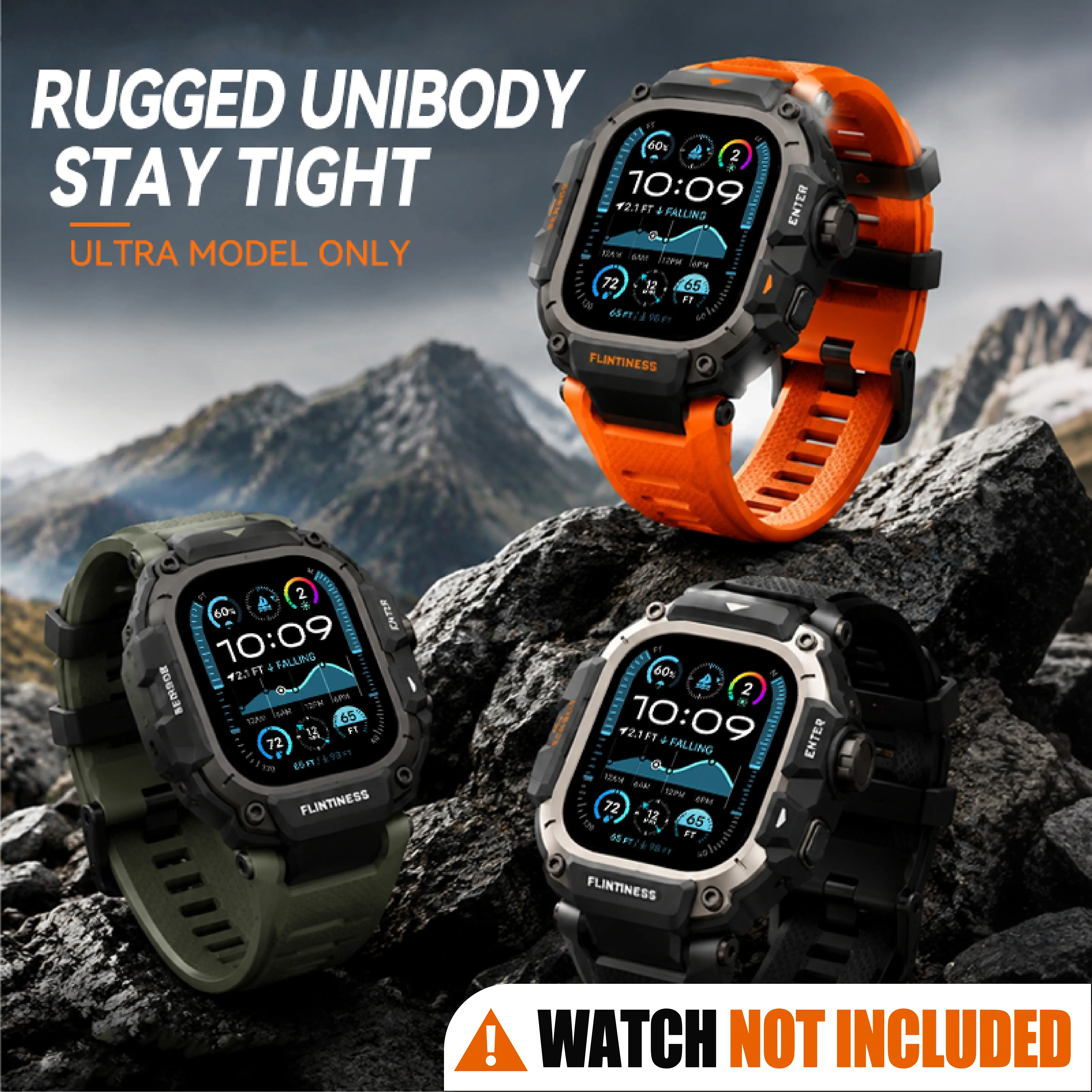 Vmylan Tactical Rugged Smartwatch Accessories Case with Adjustable Band - Shockproof Heavy-Duty Zinc Alloy Mil-Spec Sport Armor Strap Cover, Deep-Tread Grip Protector for 49mm Ultra 1/2/3 Wearables, Adventure Use, Cardboard Box Incl., Back to School Haul