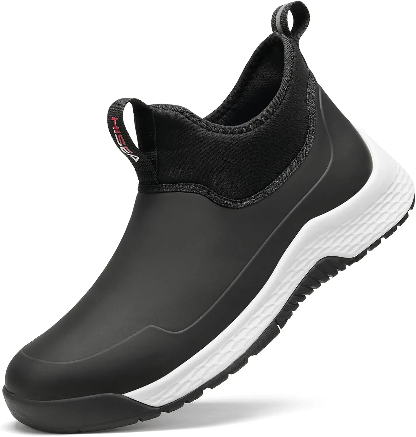 Hisea Men's Ankle Rain Boots Waterproof, Anti-Slip Traction Outdoor Neoprene Walking Shoes, Lightweight Travel Sneakers for Mens Business Casual Wear
