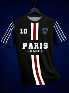 Paris Number 10 Football Jersey Men's Sports Short Sleeve T-Shirt, Sports Top, Classic Style, Euro Cup Design, Essential Fanwear