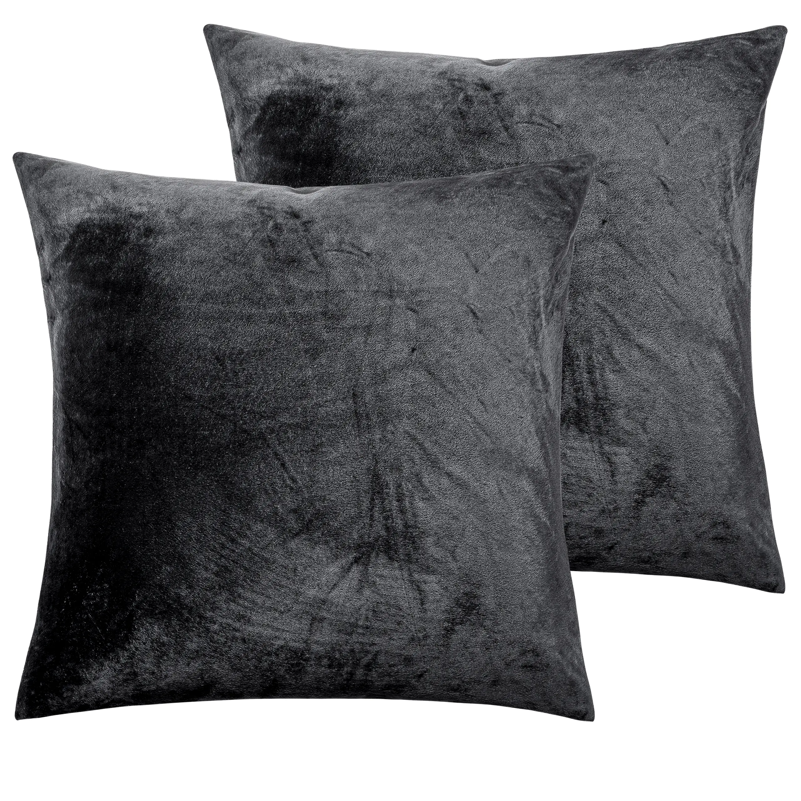 NTBAY 2 Pieces Solid Color Ultra Soft Velvet Zippered Pillowcase, Cozy Luxury Fuzzy Flannel Pillow Cases without Filler, Frictionless Skin-friendly, Luxurious Pillowcase with Envelope Closure, Decorative Cushion, Sofa, Black Friday, Christmas Gift