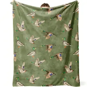Duck Flannel Soft Cozy Throw Blanket, Breathable for Sofa Bed, Travel-Camping Use, Ideal Home Gift, Soft Cozy Blanket