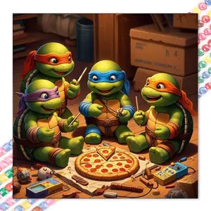 1 DIY diamond painting kit, 5D diamond art set, DIY decoration, Ninja Turtles diamond painting kit with full round diamonds, mosaic, diamond art, DIY art home decor, suitable for Christmas.