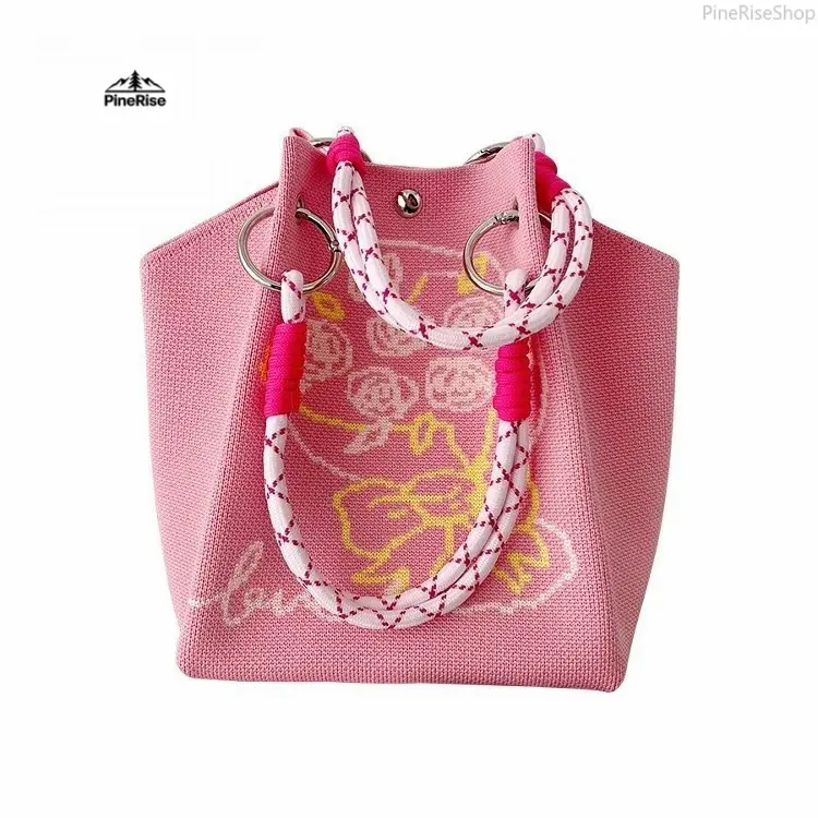 PineRise Women's Fashionable Bags Mini Knitted Vest-Style Handbag Tote - Portable, Lightweight, Soft Carry Purse for Outdoor Shopping, Travel, Daily Use