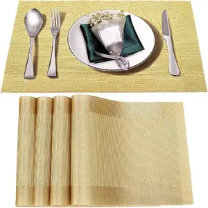 4Pcs Washable Placemats Heat Resistant Stain Resistant Vinyl Woven Table Mats Non Slip PVC Placemats for Dining Table Protection Indoor and Outdoor Use Durable Kitchen Table Accessories for Home and Restaurant hand placemat for your gf