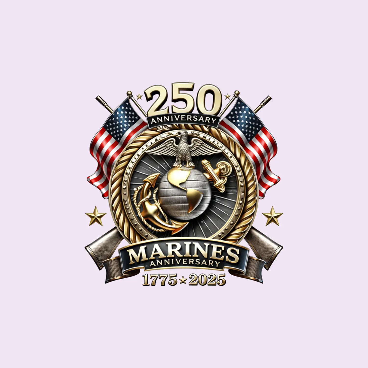 US Marines 250th Anniversary Sticker 1775–2025, Military Emblem Decal, Patriotic Laptop & Gear Sticker