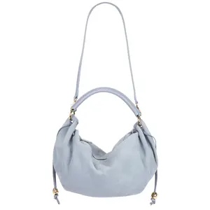 Madewell Gathered Shoulder Bag in Serene Blue Suede