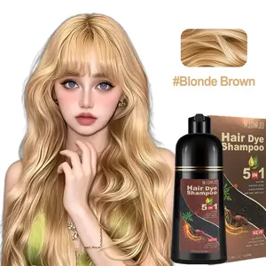 Golden Brown 5-in-1 Hair Dye Shampoo, Instant Hair Color Shampoo for Women & Men, Natural Brown Color Depositing Shampoo & Conditioner, Covers Gray Hair in Minutes, Champú Para Canas, Tinte Para El Cabello