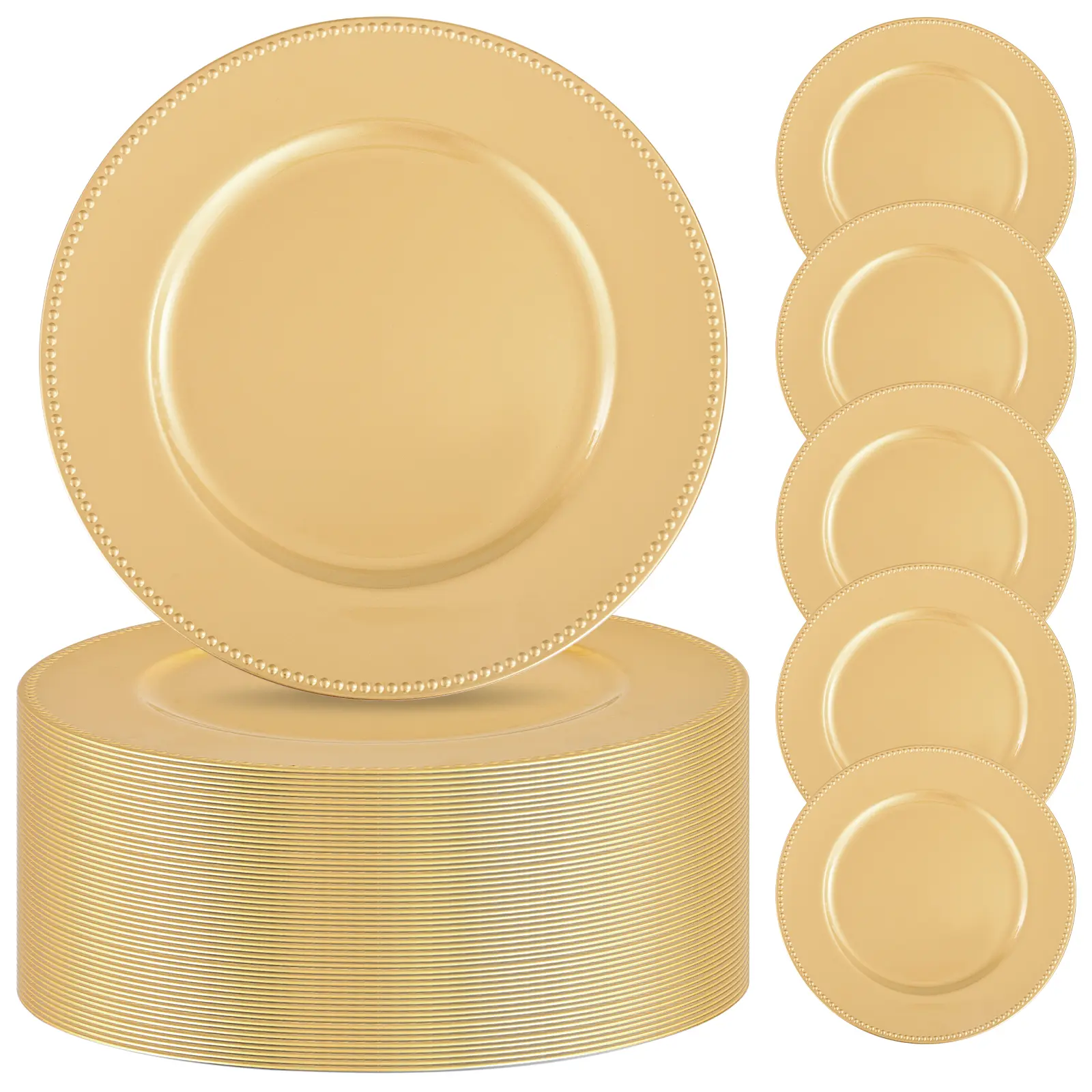 24/50 Pcs 13 Inch Round Beaded Plastic Plate Chargers Gold Color for Wedding Christmas Holiday Party Baby Shower Event Decoration Set，#Outdoor gathering gear #Back-to-school #Halloween