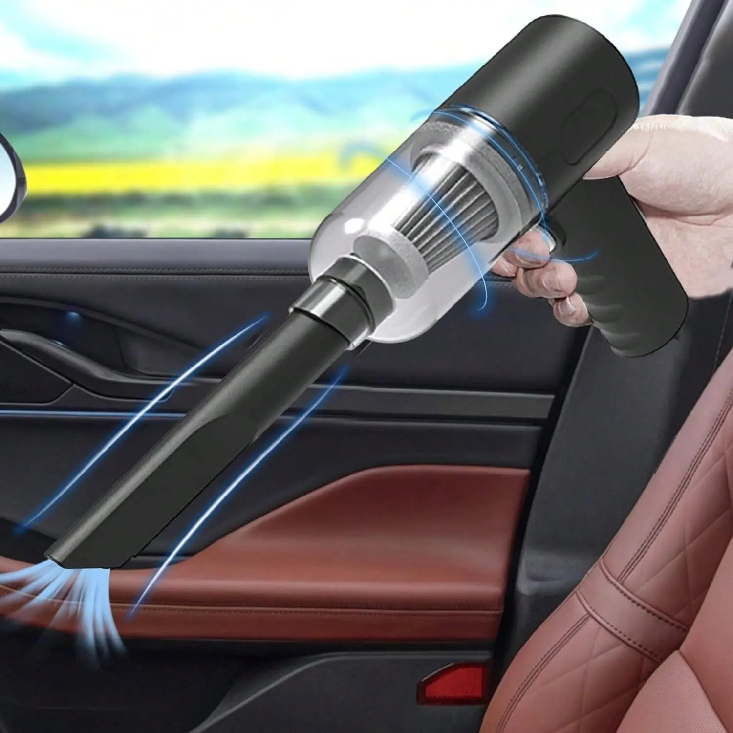 Wireless Rechargeable Handheld Vacuum Cleaner - Multi-Functional, Ultra-Quiet, Portable, USB Charging, 5000-8000Pa Strong Suction, Long Battery Life, Suitable for Home & Car Use, Black Car Cleaner Vacuums, Rechargeable Handheld Vacuums