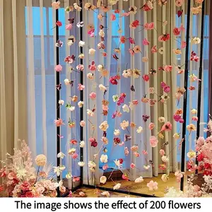 Handmade DIY Hanging Flower Curtain, Artificial Flower Door Curtain, Window Hanging, Random Color Floating Flower Fabric, Spring Decor, Festival Decoration