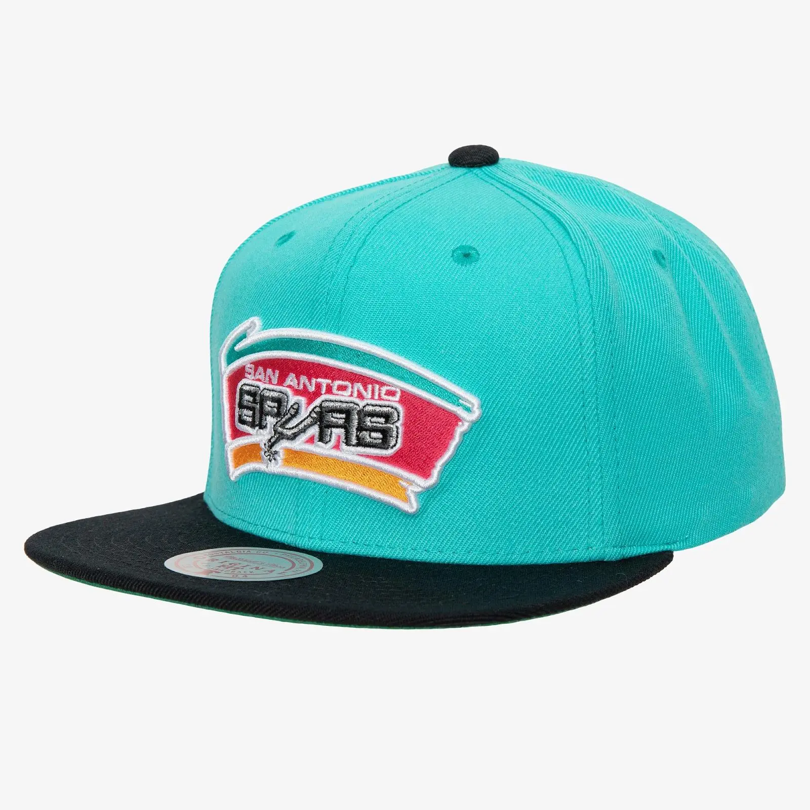 San Antonio Spurs Teal/Black Hardwood Classics Team Two-Tone 2.0 Snapback NBA Throwback Cap Adjustable Fan Gear Mitchell & Ness