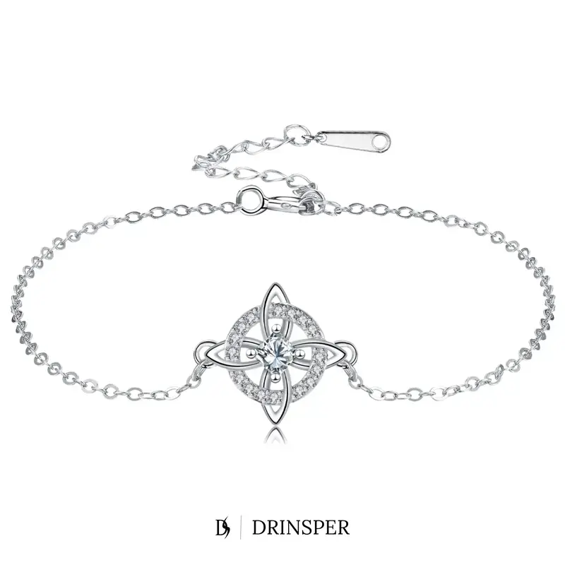 DRINSPER 12 Birthstones Witches Knot Bracelet for Women, Hecate Celtic Adjustable Copper Chain with Cubic Zirconia, Personalized Month Gemstone Amulet, Wiccan Pagan Spiritual Daily Wear Jewelry Gift