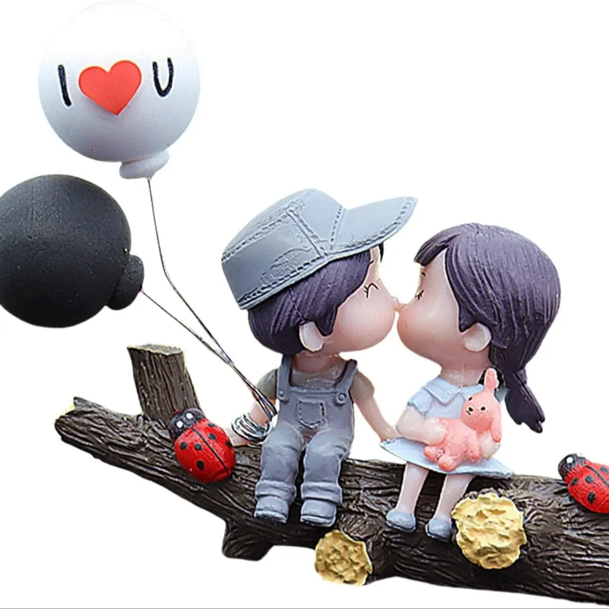 Universal Car Decorative Couple Kissing Statue, Cute Cartoon Couple Gift for Women Girls, Tree Branch, Car Ornament, Car Interior Decorative