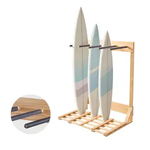VEVOR Vertical Surfboard Stand, 4 Tiers Wooden Surfboard Rack for Storage and Display, Freestanding Board Stand Organizer, Surf Board Holder for Wakeboards, Snowboards, Kiteboards, Shortboard, Skis