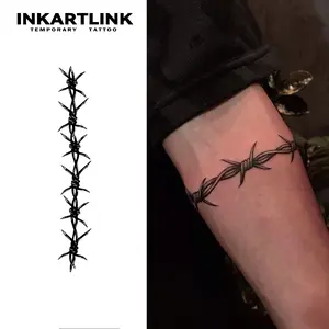 INKARTLINK Tattoo Tech, Thorn Series,2 Sheets Small Semi Permanent Tattoo, Adult Art Design Temporary Tattoos, Lasts 1-2 Weeks, Waterproof, Realistic Look, No Adhesive, No Reflection,For Man Women Arm Leg Hand Back Body (Thorns Design)