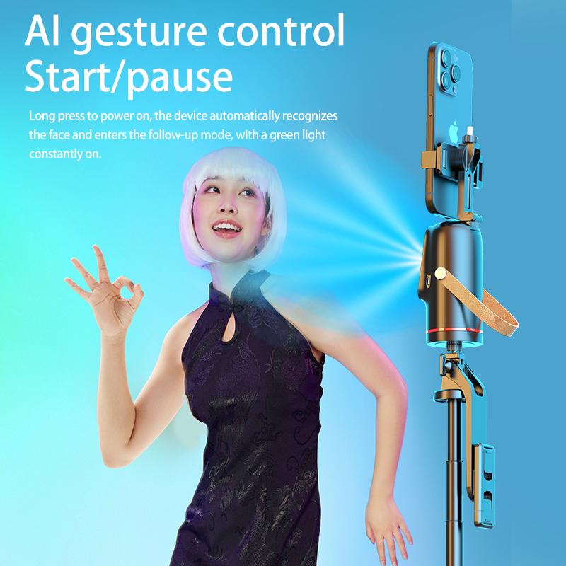 Auto Face Tracking Phone Stand 360° Rotation Smart Camera Holder with Gesture Control – AI Auto Tracking Tripod Stand for Live Streaming, Video Calls, Vlogging & Content Creation