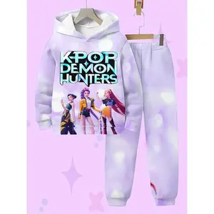 K‑pop Demon Hunter Dream–themed hoodie set, light-colored sweatshirt and pants, casual style, autumn/winter fashion, medium-weight fabric