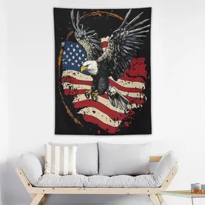 American Eagle Distressed Flag Tapestry, Patriotic Wall Hanging, Red White and Blue USA Decor, 2D Flat Polyester Banner, US Spirit Wall Art, Independence Day Celebration Backdrop, Veteran and Patriot Gift