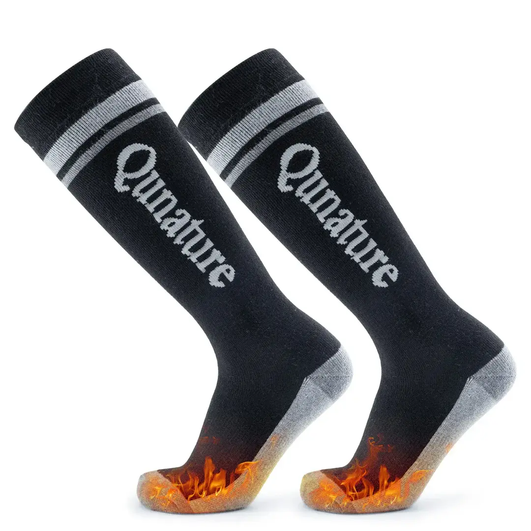 Knee-High Wool Blend Ski Socks, Thermal Athletic Style Sports Socks with Cushioning for Winter Skiing, Snowboarding & Hiking, Sports Athletic Socks