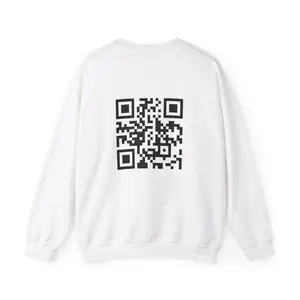 Dancing Macaroni QR Code Unisex Heavy Blend™ Crewneck Sweatshirt, Modern Tech Gift, Unique Fashion, Casual Wear, Perfect for Holidays, Digital Nomads