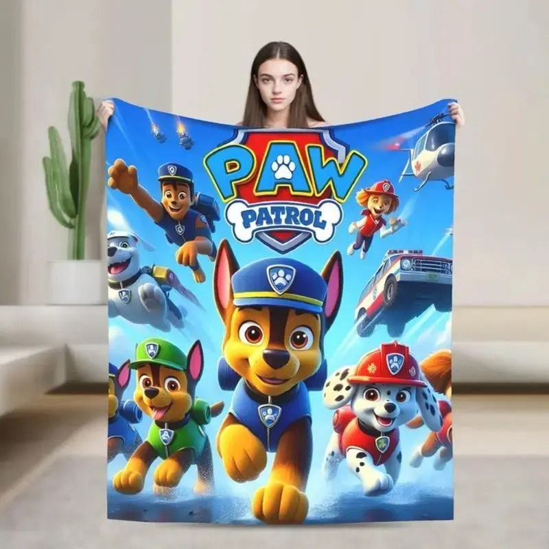 Paw Patrol Flannel Blanket Soft Warm Cozy Ideal for Sofa Bed Office Camping Vibrant Digital Print of Cartoon Characters