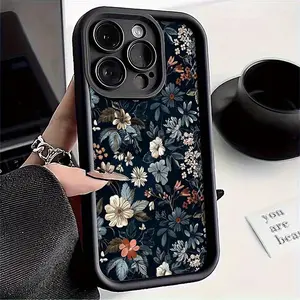 Retro Dark Floral Pattern TPU Soft Case for Iphone17 16 Pro Max, 16, 15 Pro, 14 Plus, 13, 12 Pro, 11 Pro Max, X, And XS Max, Offering Protection Against Drops And Dirt.